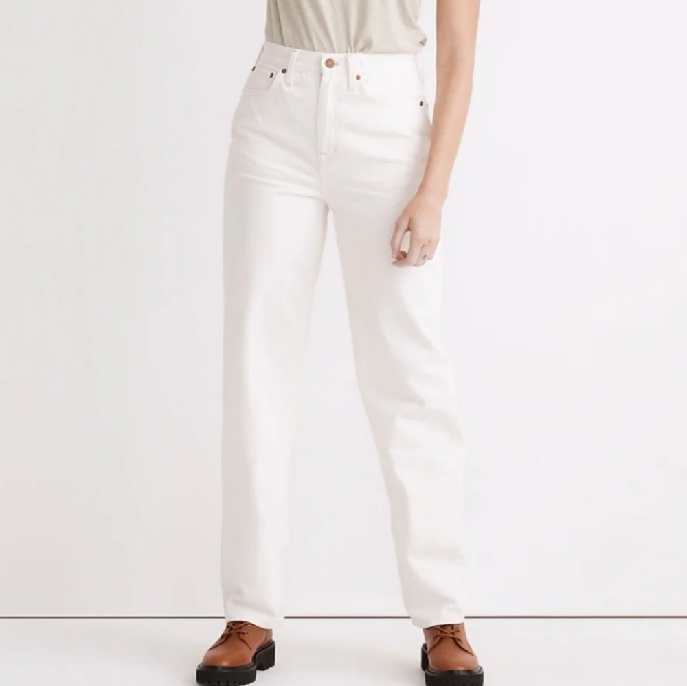Madewell Baggy Straight Jeans Womens 32 White Casual Comfy Retro Minimalist - Picture 1 of 11